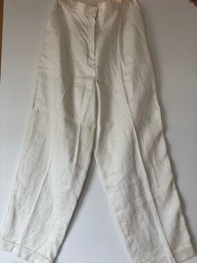 Lauren Ralph Lauren White Linen Tailored Chinos